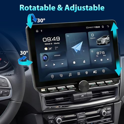 Alondy 1 DIN Android 14 (4G+64G) Car Radio with Screen (10.1") Compatible with Wireless Apple Carplay Android Auto Radio AM/FM RDS Bluetooth Navi GPS WiFi Type-C USB Mirror Link