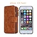 iPhone 7 Wallet Case,Hynice Detachable Wallet Purse Magnetic Slim PU Leather Protective Shell Cover With 14 Card Slot Zipper Pocket Kickstand For Apple iPhone7 4.7 inch (14Card-Brown)