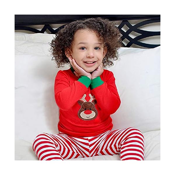 Kids Xmas Toddler Baby Boy Girl Deer Print Long Sleeve Shirt + Pants Christmas Outfit Clothes Set (Red, 3T) - Image 5