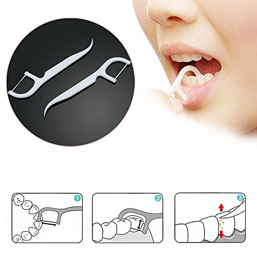 Constructan(TM) 100 Pcs Tooth Cleaning Tool Plastic Dental Floss Toothpicks Interdental Teeth Pick