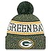 New Era Knit Green Bay Packers Green On Field Sideline Sport Knit Winter Stocking Beanie Pom Hat Cap 2015