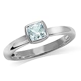 Silvershake Genuine Cushion Cut Blue Aquamarine 925