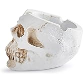 AISIBO Polyresin Sugar Skull Ashtray, Hand‑Painted Human Ash for Bar Decor | Realistic Resin Human Skull ashtray, smoking room ornament, practical for smokers, Halloween table decoration