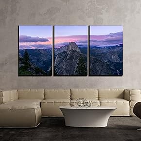 3 Piece Canvas Wall Art - Grand View of Mountains at Sunset - Modern Home Art Stretched and Framed Ready to Hang - 16"x24"x3 Panels