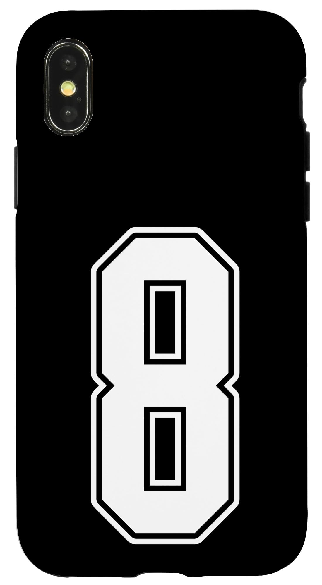 iPhone X/XS #8 White Outline Number 8 Sports Fan Jersey Style Case
