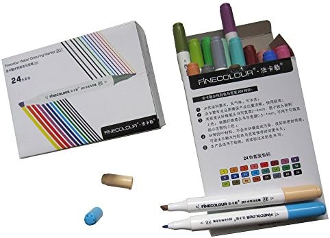 24-color Set of Junior Marker Water-Based Ink, Finecolour Water Colouring Markers in Paper Box
