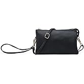 JEN & CO. Riley Small Crossbody Bags for Women Vegan Leather Wristlet Clutch Wallet Purses Handbags with 2 Straps