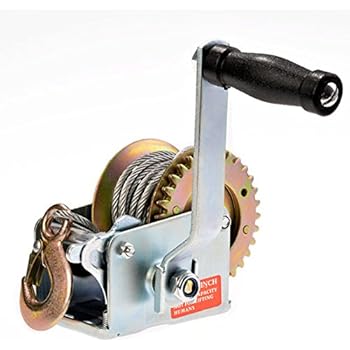 600lbs Capacity Heavy Duty Hand Winch, Hand Crank Strap Gear Winch with 8m Steel Wire, Manual Operated Two-Way Ratchet ATV Boat Trailer Marine (600LBS)