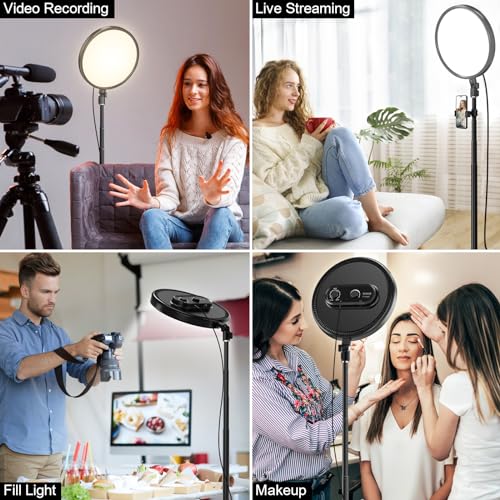 Tobeape 13" Large Ring Light 79" Stand, LED Full-Screen Photography Light with Remote & Phone Holder, 6500K Dimmable Professional Video Light for Selfie/Makeup/Live Streaming/YouTube/TikTok/Meeting
