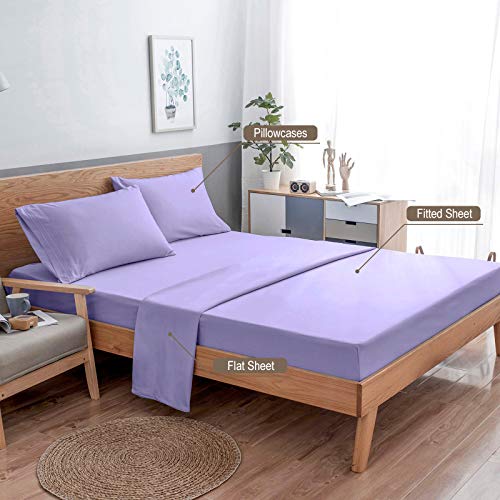 VEEYOO Queen Size Sheet Set - Super Soft 1800 Thread Count Premium Bed Sheet Sets - 16-Inch Deep Pockets, Hypoallergenic Brushed Microfiber, Wrinkle & Fade Resistant Sheet - 4 Pieces, Lavender
