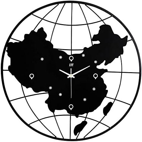 壁掛け時計 世界地図装飾壁時計クリスタルミラーウォールほぼ非カチカチサイレントクォーツ時計