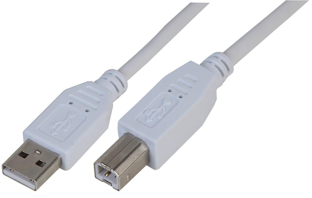 Pro Signal PSG91448 USB A Plug to USB B Plug USB 2.0 Cable, 2m White