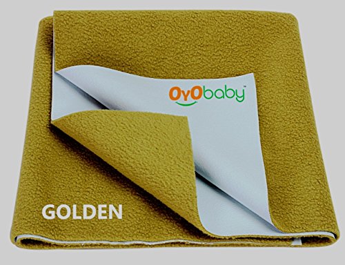 OYO BABY - 100% Waterproof Mattress Protector / Hypoallergenic / Anti-slip / Crib Sheets / Pads / Absorbent Sheet / Diaper changing pad cover / liners (Small - ( 70cm X 50cm), Golden)