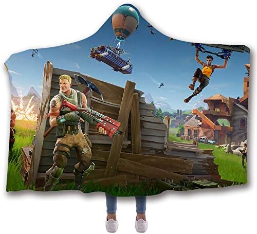 Allan J Beasle Super Soft Hooded Blanket, Fortnite 3D Printed Comfortable Wearable Warm Cozy Throw Blanket, Blanket for Kids Adults 60"x80"/50"x60"