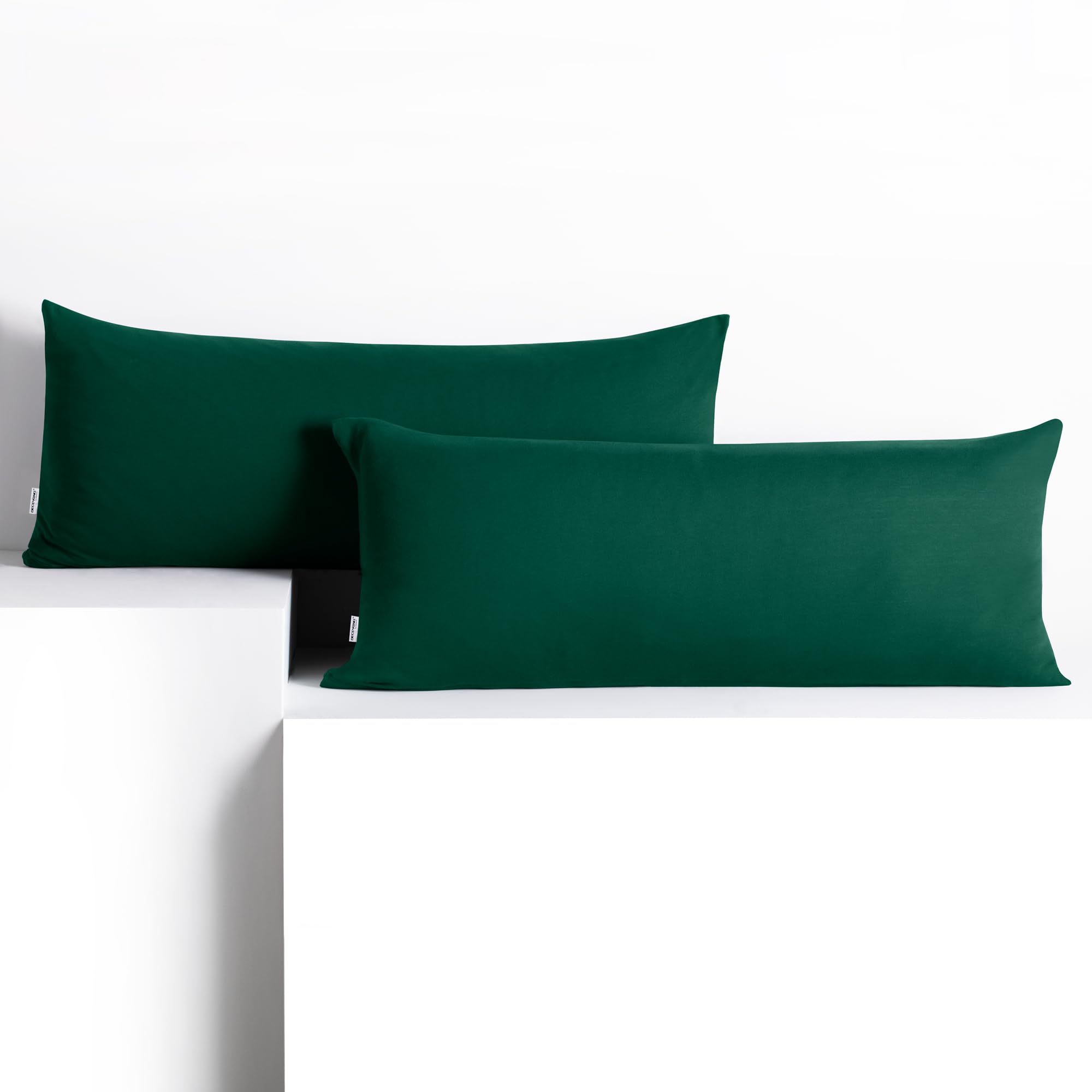 DecoKing 2 x Pillowcases 40 x 120 cm Jersey 100% Combed Cotton Zip Bottle Green Amber