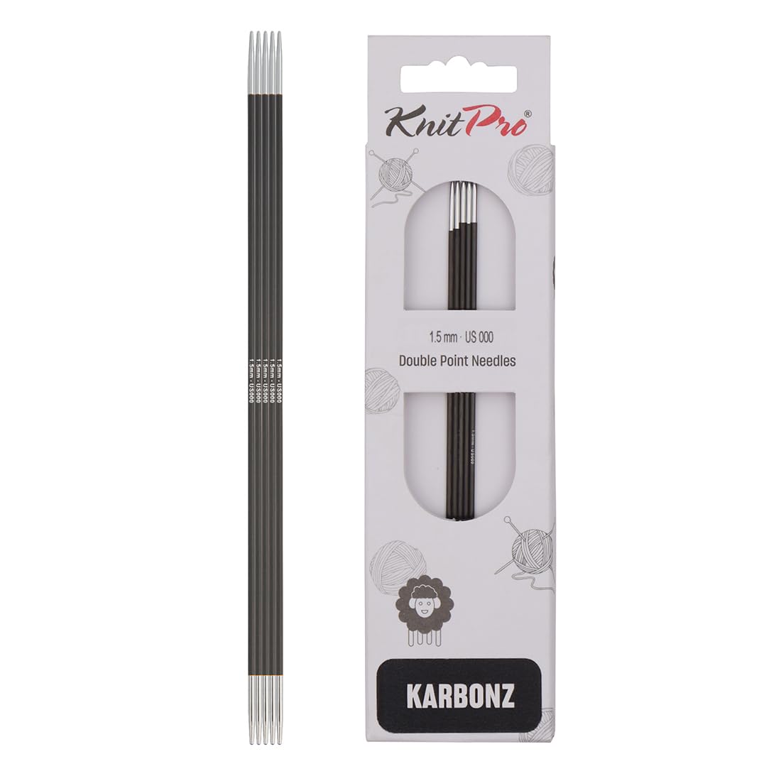 KnitPro Karbonz Double Pointed Needles 8" (20cm) | 1.50 mm