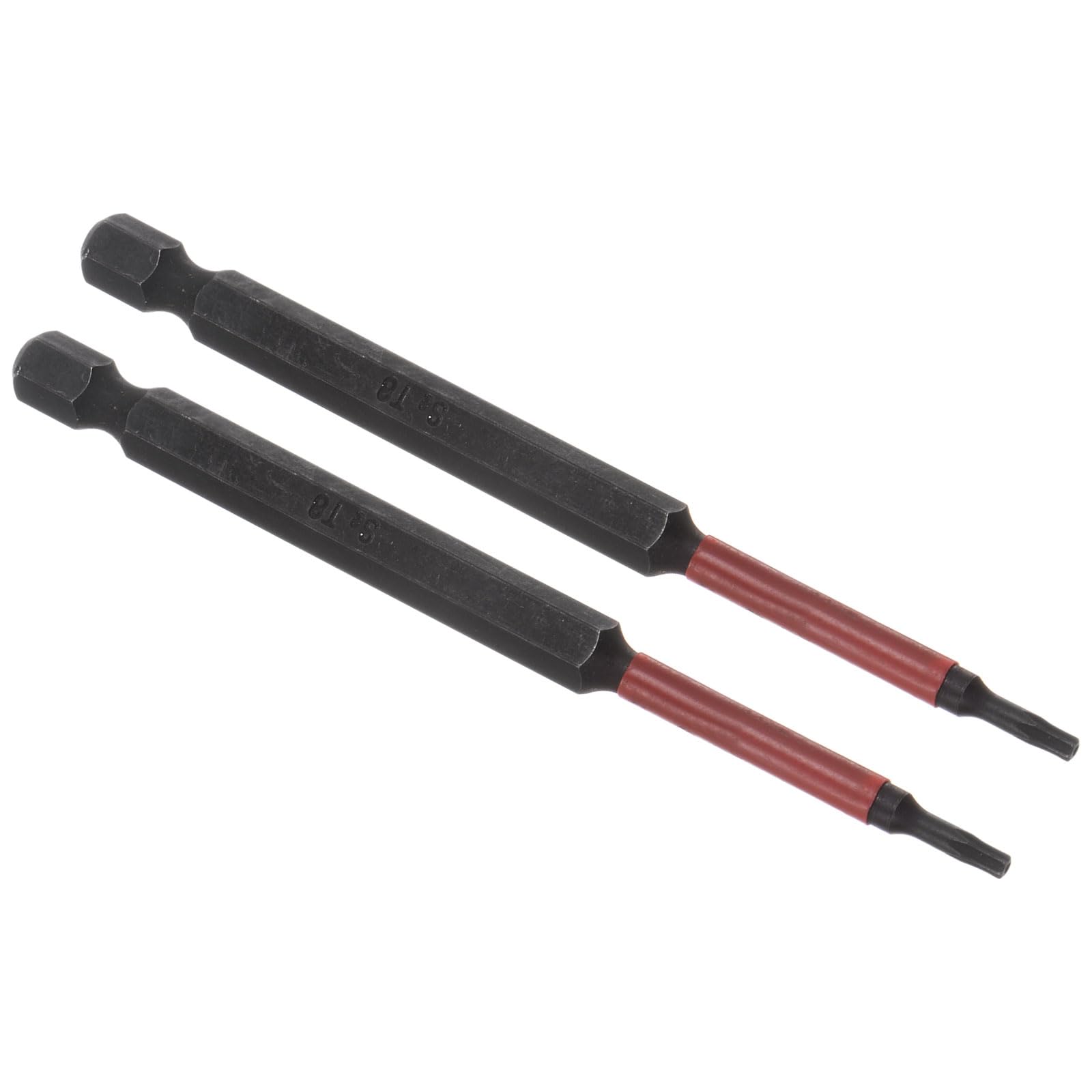 CoCud Magnetic Torx Screwdriver Bit, T8 100mm Length 1/4" Hex Shank, S2 Steel Star 6 Point Drill Driver Tamper Proof Black - (Applications: for Auto Repair), 2-Pieces