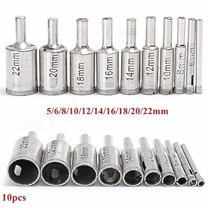 Generic 10Pcs 5-22Mm Diamond Hole Saw Drill Bit Set Tile Ceramic Glass Porcelain Marble Drill Bits