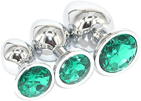 LongDe 3Pcs Fantasy Luxury Jeweled Design Stainless Steel Plug Anales(Green)