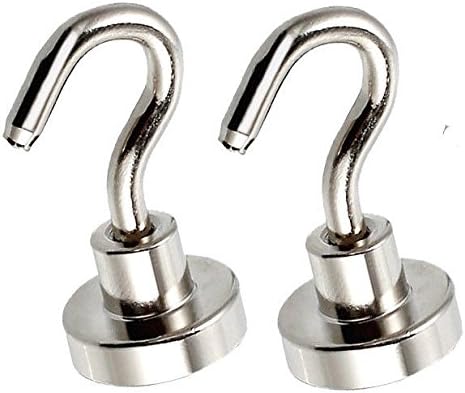 LifeKrafts Heavy Duty Neodymium Magnetic Hooks for Multi-Function on Any Metal Surface,Pack of 2-Silver
