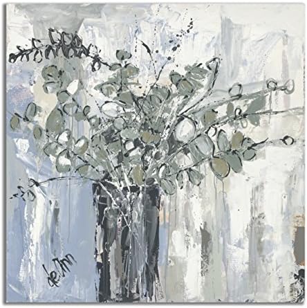 Contemporary Canvas Wall Art, Textured, Hand Embellished Giclee on Canvas, Ready to Hang, Deann Art, HEAL THROUGH HOPE, floral, eucalyptus (12x12)