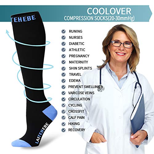 image for COOLOVER Compression Socks,(7 or 8 Pairs) Compression Sock for Women &