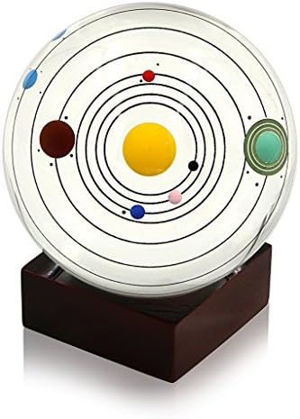 HiCat Clear Crystal Ball 80mm Solar System Crystal Ball with Stand Shows All Eight Planets- Farther's Day Gift