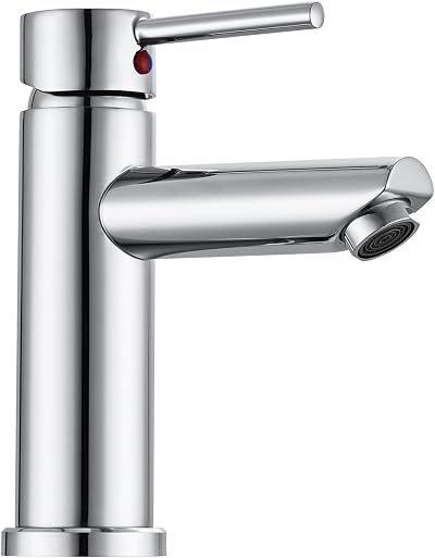 Hapilife Basin Taps Mono Mixer Tap Chrome with UK Hoses, Single Lever