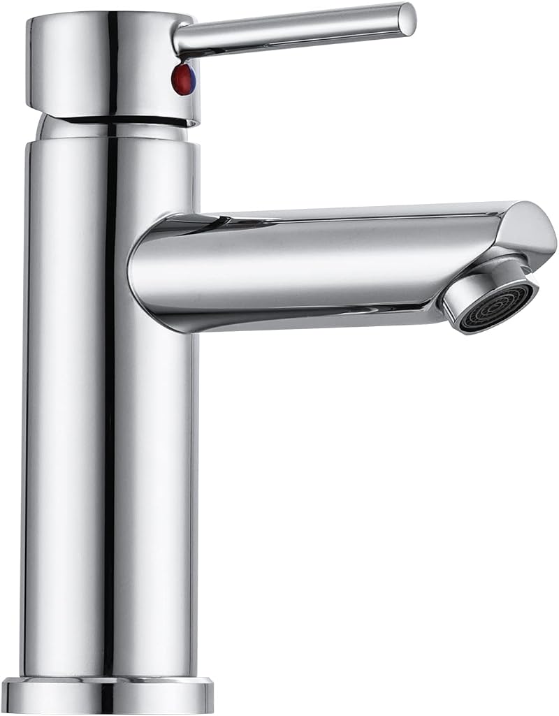 Hapilife Basin Taps Mono Mixer Tap Chrome with UK Hoses, Single Lever