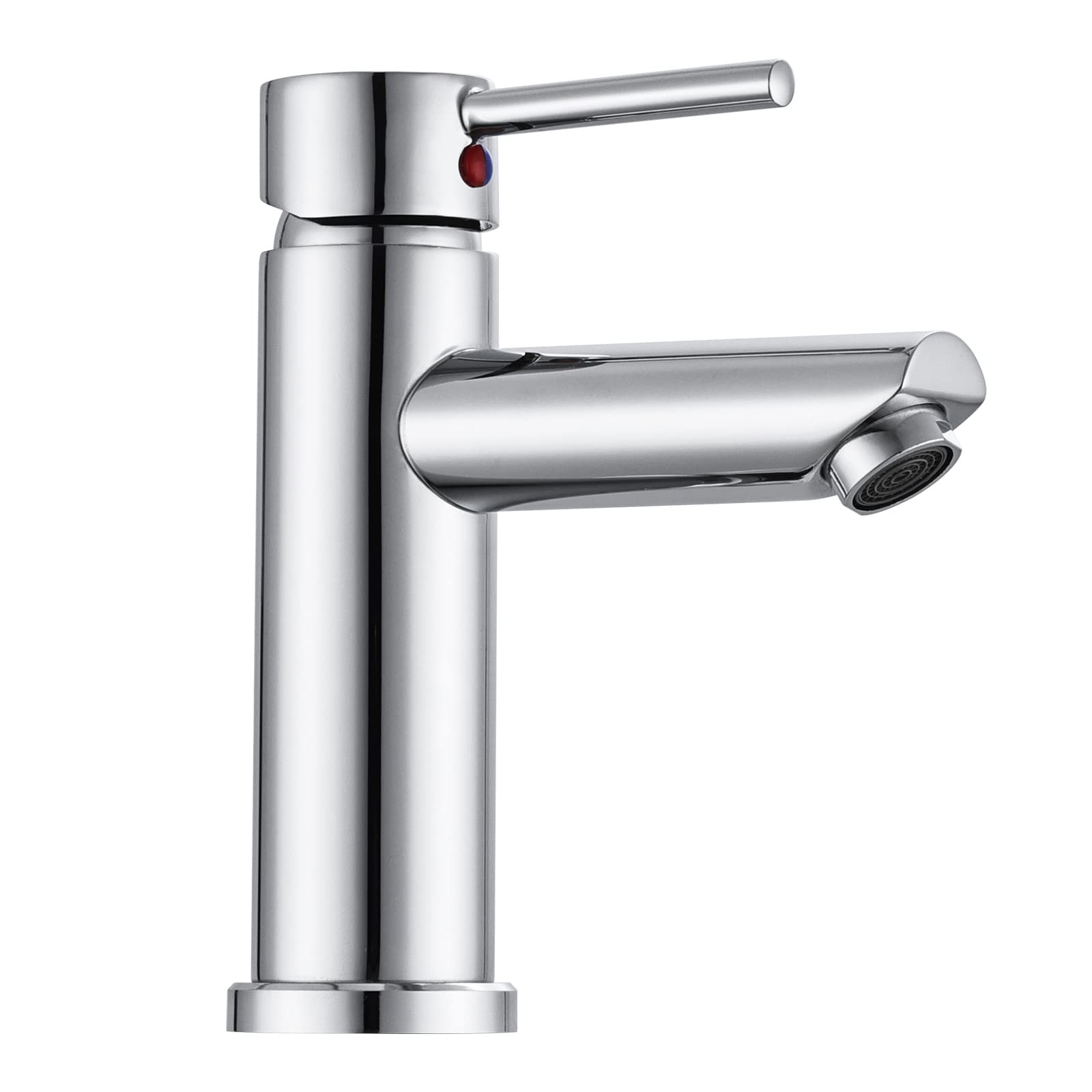 Hapilife Basin Taps Mixers Bathroom Sink Tap Chrome with UK Standard Hoses Single Lever Hot and Cold Mono Mixer Tap for Bathroom Basin Modern, Stainless Steel
