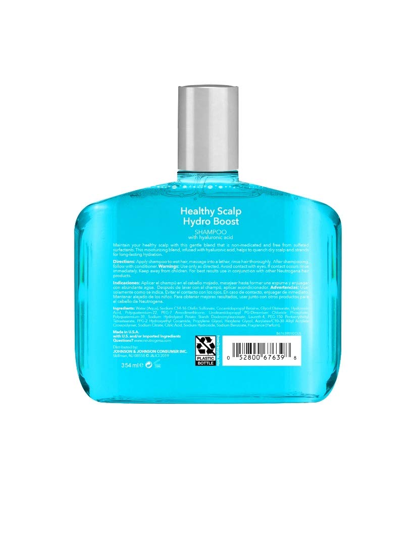 Neutrogena Moisturizing Healthy Scalp Hydro Boost Shampoo for Dry Hair and Scalp, with Hydrating Hyaluronic Acid, pH-Balanced, Paraben & Phthalate-Free, Color-Safe, 12 fl oz: Beauty
