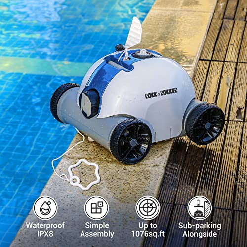 Rock&Rocker Cordless Robotic Pool Cleaner, Automatic Pool Robot Vacuum