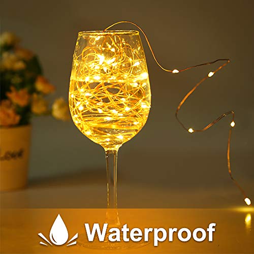 Luz de Botella (10 Pack),2.5m 25 LED Lámparas de Botellas con Alambre de Cobre,luz de Botella,Blanco Cálido Luces de Botella de Vino para bricolaje Navidad,Halloween,Entorno Romántico en Boda,Fiestas