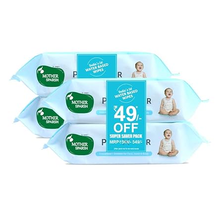 Mother Sparsh Unscented 99% Pure Water (Unscented) Baby Wipes, 72 Baby Wipes, Blue