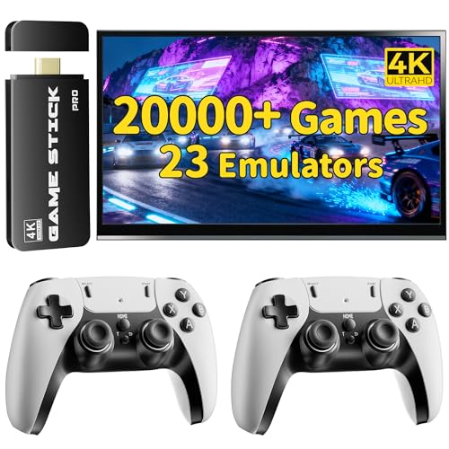 2025 Retro Gaming Console, 20K+ Classic Games, 23 Emulators, 4K HDMI Game Stick with Upgraded Dual 2.4G Wireless Controllers 64GB, Plug-and-Play Video Game Console for TV (Black)