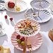 YoungQI 2-Tier Ceramics Cupcake Stand Display/Cake Display Stand/Dessert Stand/Food Display Stand, Party Pastry Serving Platter (Pink)