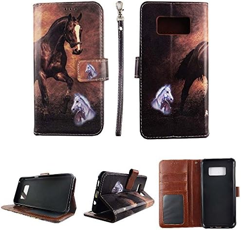 Brown Horse Wallet Folio Case for Samsung Galaxy S8 Active Fashion Flip PU Leather Cover Card Cash Slots &amp; Stand