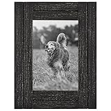 Americanflat 4x6 Charcoal Black Distressed Wood Frame - Made to Display 4x6 Photo - Ready To Hang or Stand With Built-In Easel