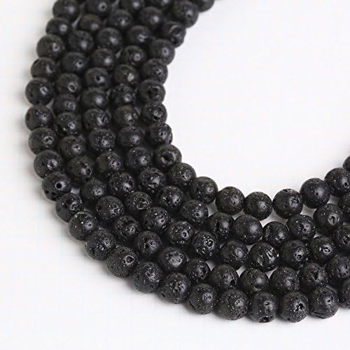 Lava Stone Round 6mm Beads Strand 1 Strand apprx 15.5" Black Jewerly Making Gemstone #A0003506