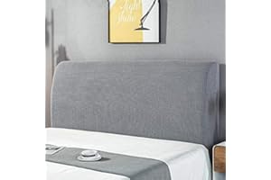 KSUYICA Bed Headboard Slipcover Elastic Headboard Cover Thick Fabric Stretch Bed Headboard Cover Washable Headboard Slipcover Queen for Bedroom Decorative (Light Grey, 71 Inch)