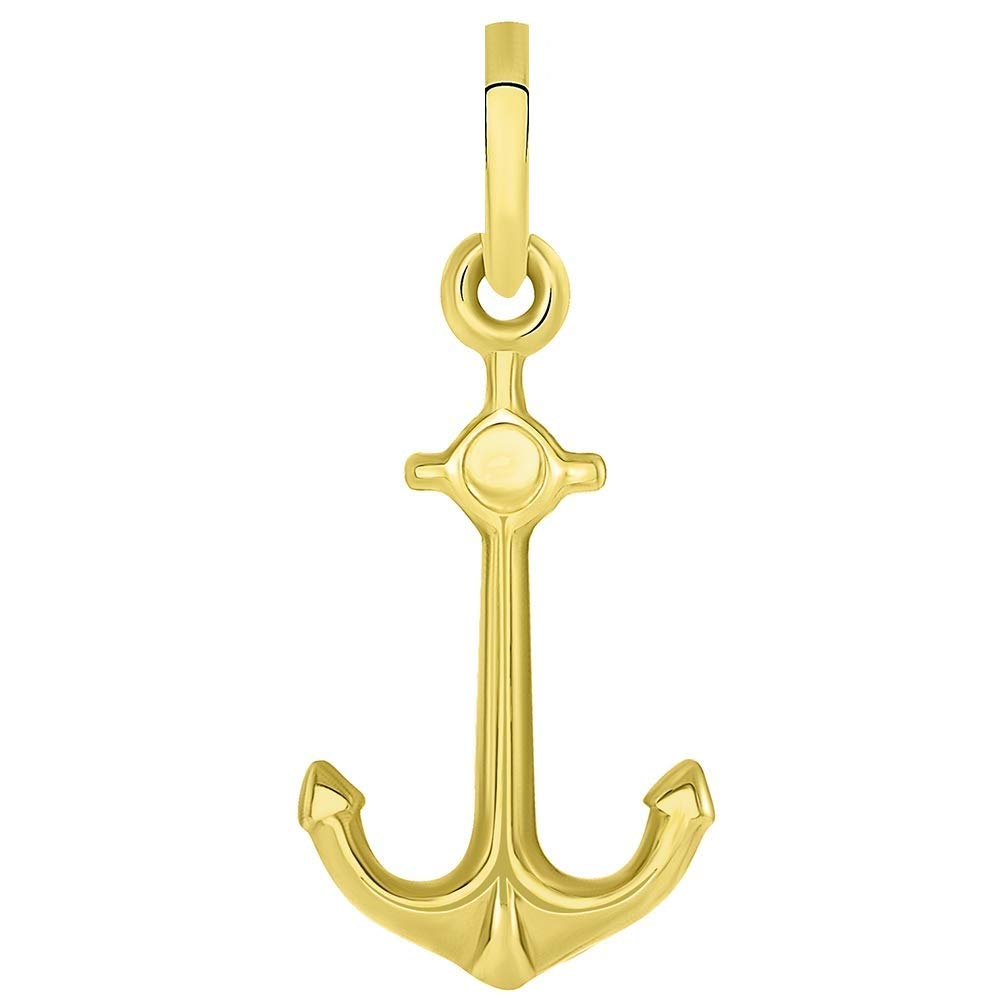 SA1901 Anchor Golden Pendant Shiny 14 Carat 585 Yellow Gold