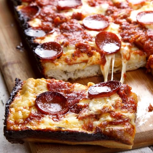 Jisculo Detroit Style Pizza Pan 10x14x2.5 (Non-Stick, BPA & PFOA Free) Heat-Resistant Up to 800°F, Pre-Seasoned Authentic Hard Anodized Detroit Deep Dish Pizza Pan, Five-Year Free Replacement
