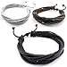 KONOV 3pcs Mens Womens Leather Bracelet, Surfer Wrap Bangle, fit 8-9 inch, Black Brown White