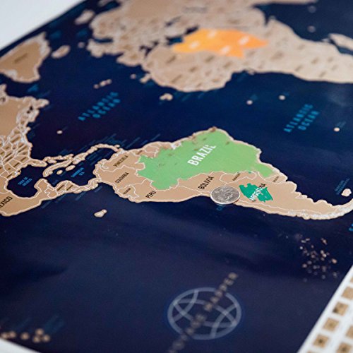 Large scratch off world map with us states & 208 fl…