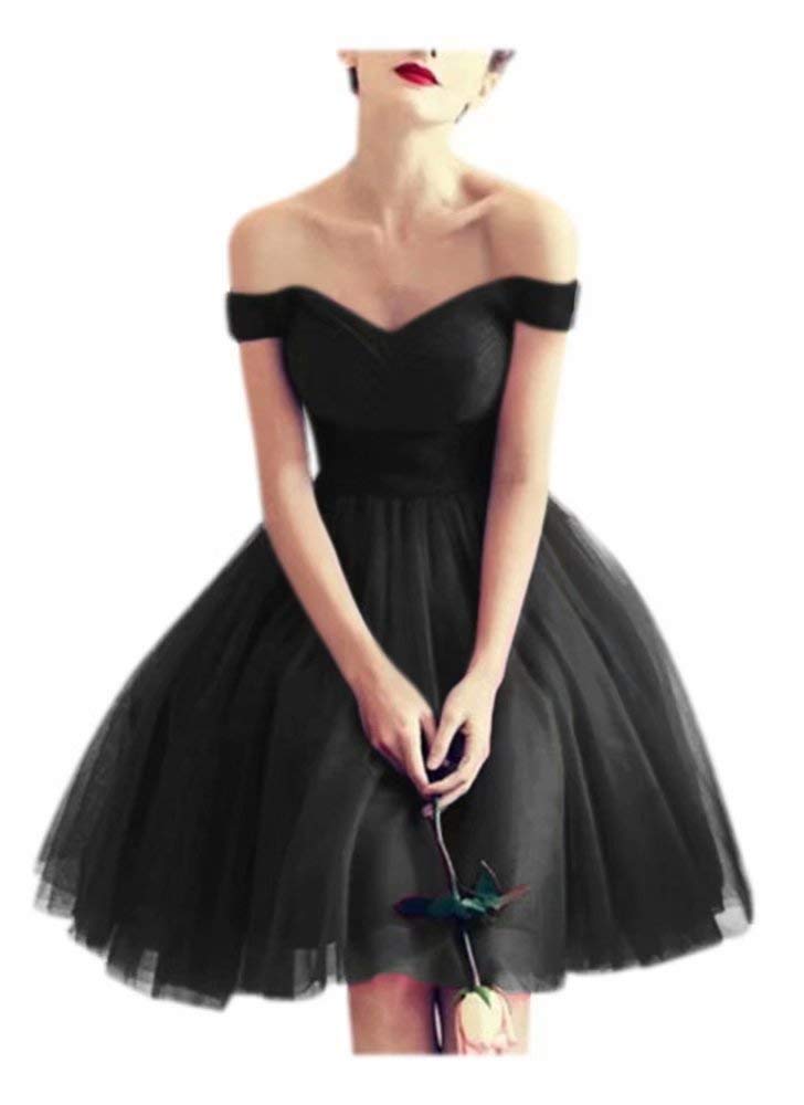 XJLY Off Shoulder Tulle Dresses for Teens 2021 V Neck Aline