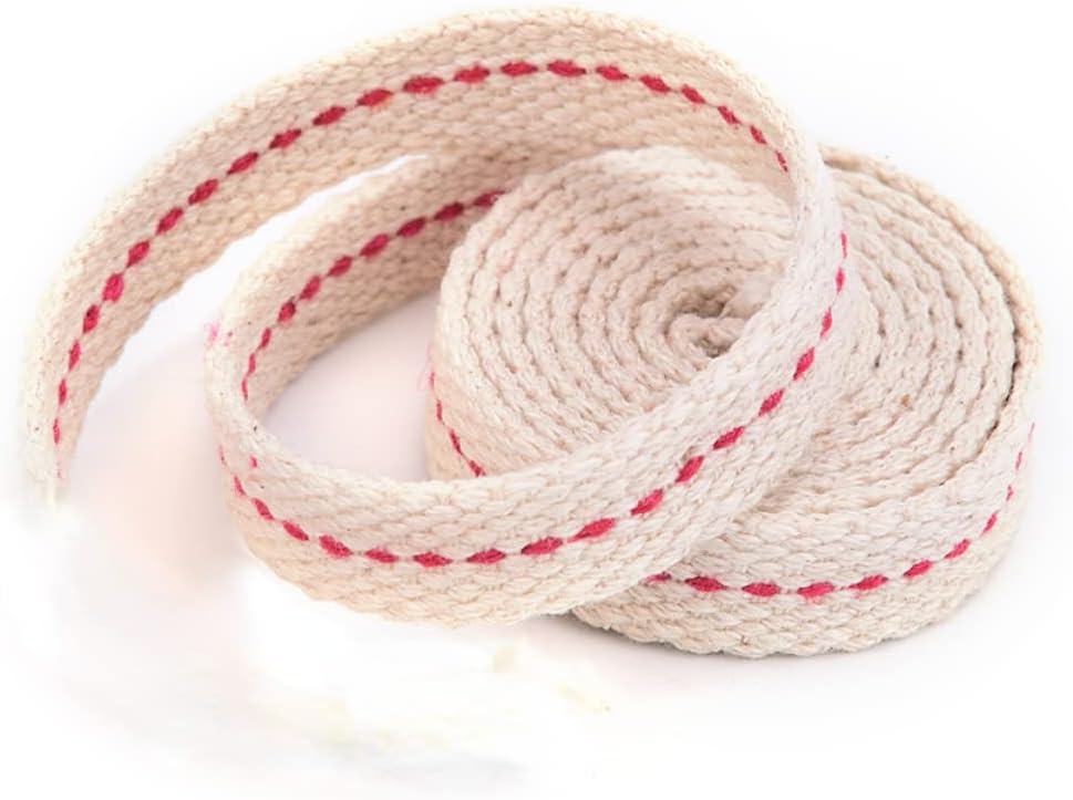 Oil Lamps & Accessories - 3/8 Inch Flat Cotton Wick Oil Lamp Wick Burner with Red Stitch for Kerosene Burner Lighting or Paraffin Oil Wick, Length 6.5 Feet/2m
