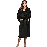 Super Shopping-zone Women's Plush Hooded Bathrobe Winter Warm Robes Soft Fleece Long Robe Luxury Dressing Gown