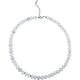 Natural Jade & Crystal Beaded Choker Necklace for Women - 14K Gold Plated Adjustable 16"-18", Handmade Boho Chic Gemstone Necklace, Spiritual Jewelry Gift for Christmas, Baptism, Wedding, Birthday & Daily Wear (Gift Box Included)