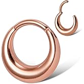 MOQIKAKA16G 8mm Septum Rings - Stainless Steel Segment Nose Rings for Women Men - Hinged Segment Nose Helix Cartilage Clicker Hoop Earrings for Daith Rook Tragus Piercing