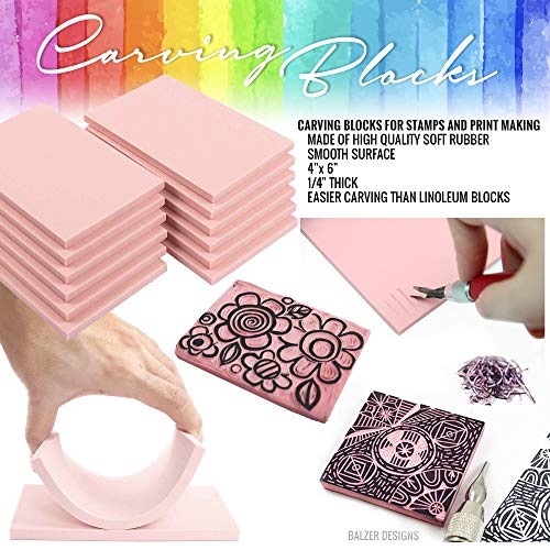 Rubber Block Stamp Carving Blocks Stamp Making Kit with Cutter Tools